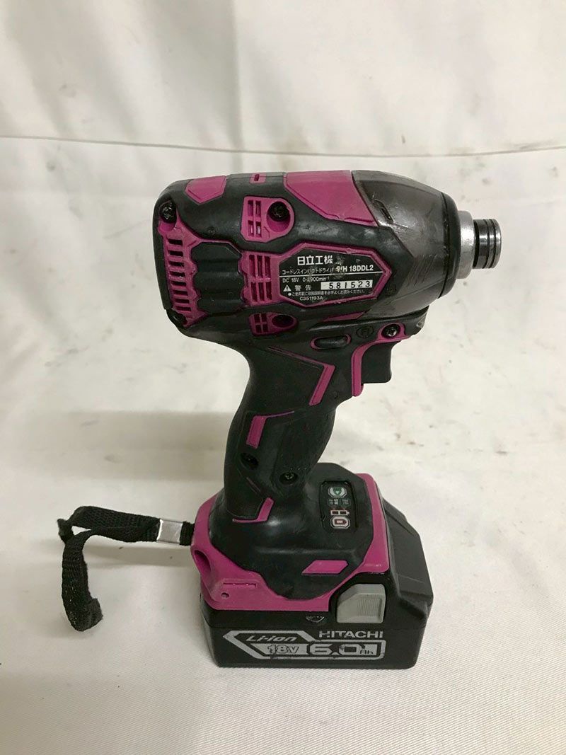 【北見市発】ヒタチ HITACHI 日立 コードレスインパクトドライバ WH 18DDL2 急速充電器 UC 18YDL 蓄電池 BSL 1860 バッテリー2個付き (D6337ashtYM) 北見市発】ヒタチ HITACHI 日立 コードレスインパクトドライバ WH