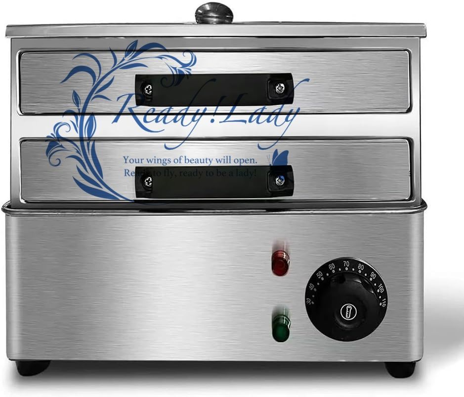 蒸し器 業務用 2段電気式米粉ロールスチーマー 大型 110v ステンレス製 自動タイマー機能付き ビーフン|点心蒸し器 店舗厨房用 商業用スチーマー 3トレイ付属 2フラット 1穴あき