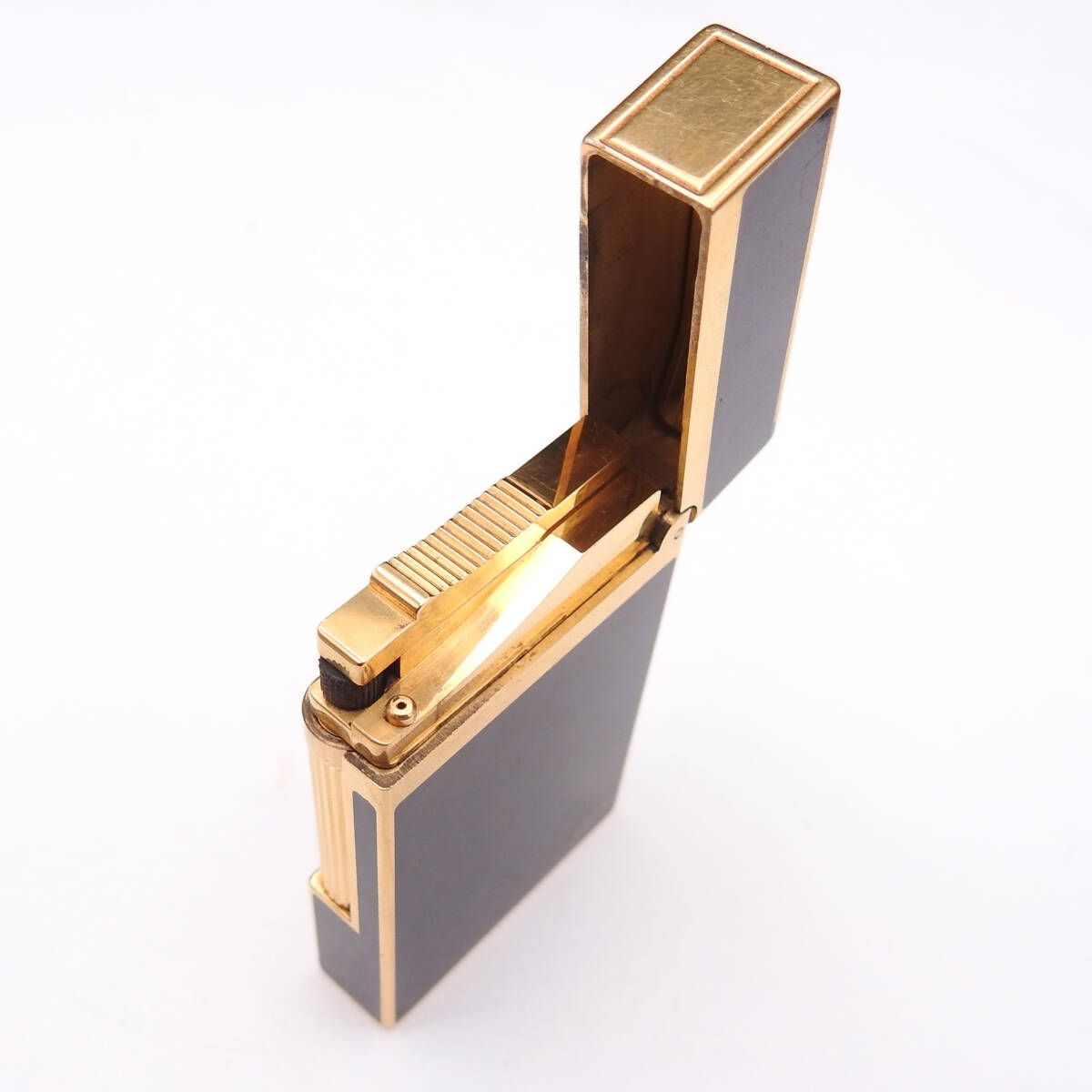 OH済み 着火 済み S.T Dupont デュポン ライン2 Dロゴ入り 黒漆×ゴールド ローラーガスライター ️ メンテ保証付き WWW_KANDAIZUMI_COM