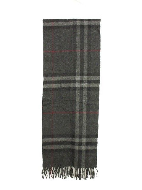 BURBERRY 100%カシミヤ マフラー グレー系チェック BURBERRY