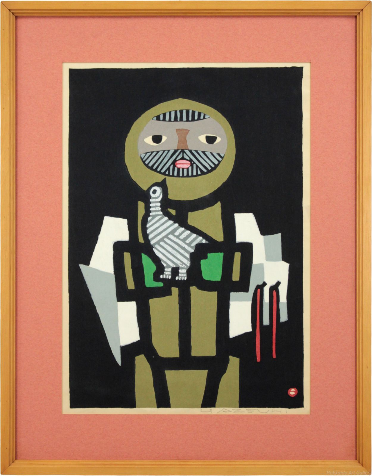 畦地梅太郎 「鳥と山男」 木版画 絵画 - メルカリ