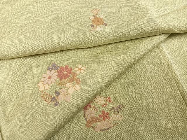 平和屋着物●上質な小紋 松竹梅 草花文 金彩 正絹 AABB5119ph