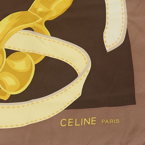 セリーヌ ブラウン ベルト シルク100％ レディーススカーフ 2000000