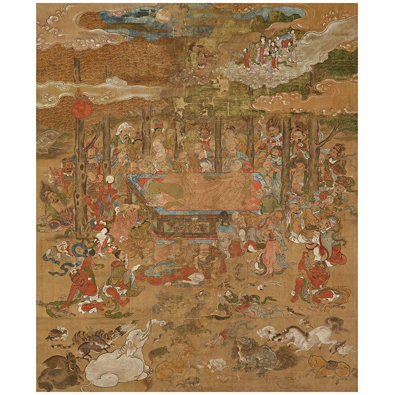 敦煌壁画 莫高窟 壁画 仏画 釈迦牟尼涅槃図 阿弥陀仏 仏画 仏教 敦煌壁画 莫高窟 壁画 仏画 釈迦牟尼涅槃図 阿弥陀仏 仏画 仏教