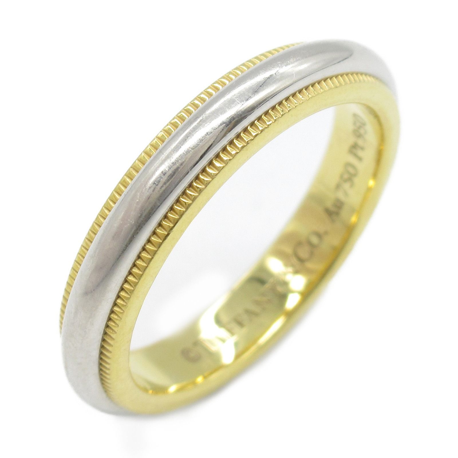 ティファニー TIFFANY＆CO リング 指輪 ミルグレイン リング 9.5 Pt950プラチナ K18 イエローゴールド ミルグレイン リング ユニセックス Used A