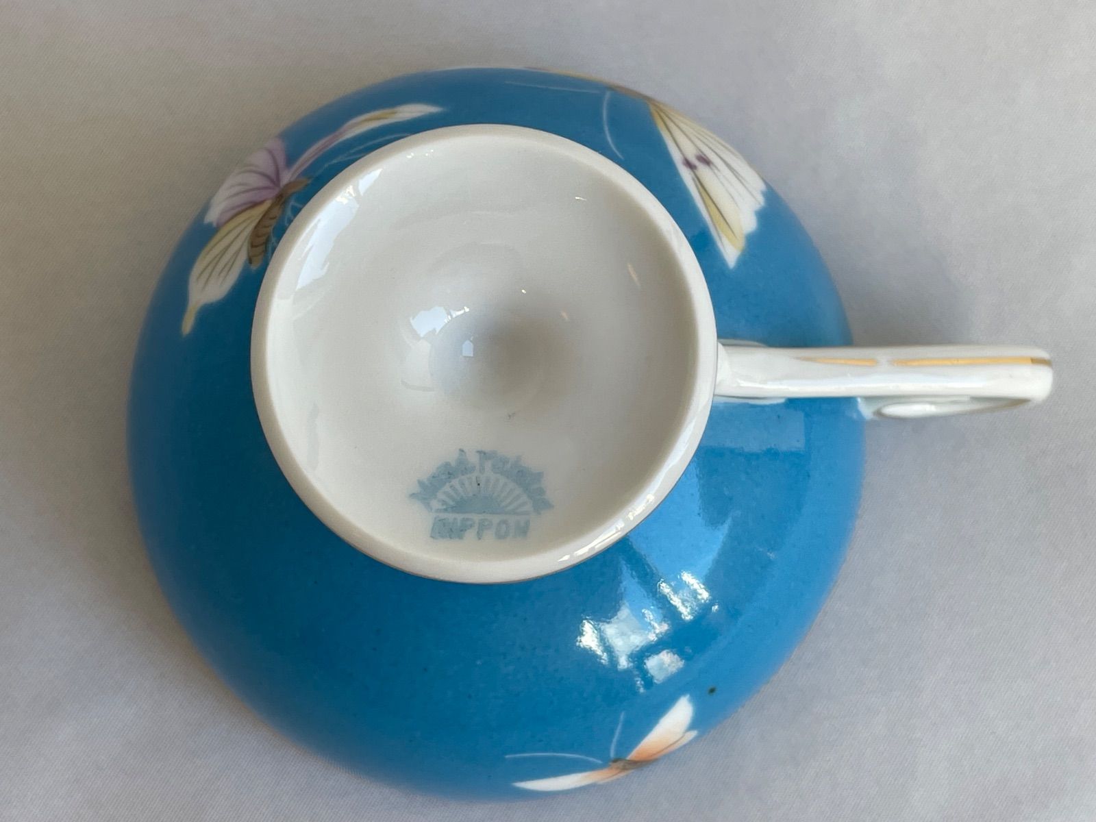 オールドノリタケ 金彩 ターコイズ 卸売 蝶紋様カップ＆ソーサー