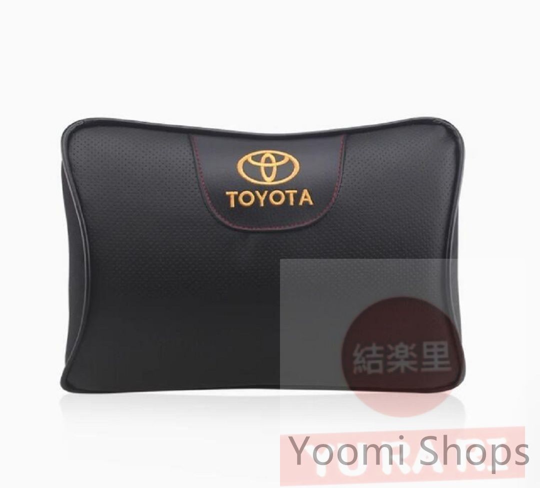 【新品】トヨタ 刺繍ロゴ入り 車用記憶 低反発 ネックパッド 2個 レザー牛革製 ヘッドレスト ピローパッド 首用クッション#602