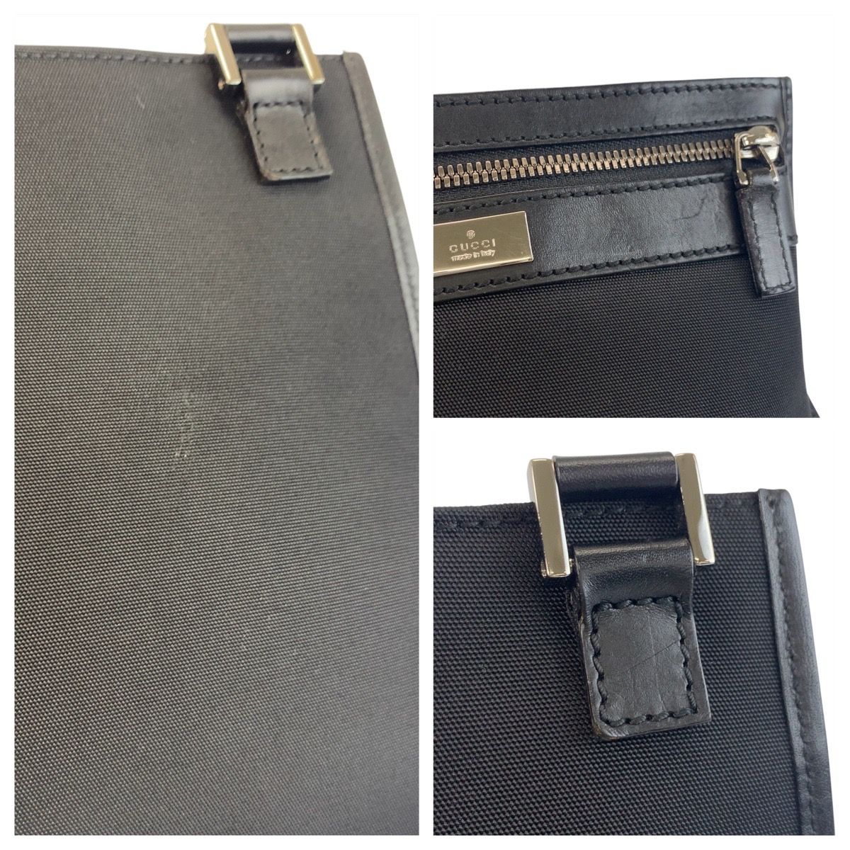 美品 GUCCI グッチ ブラック 黒 シルバー金具 ナイロン/レザー
