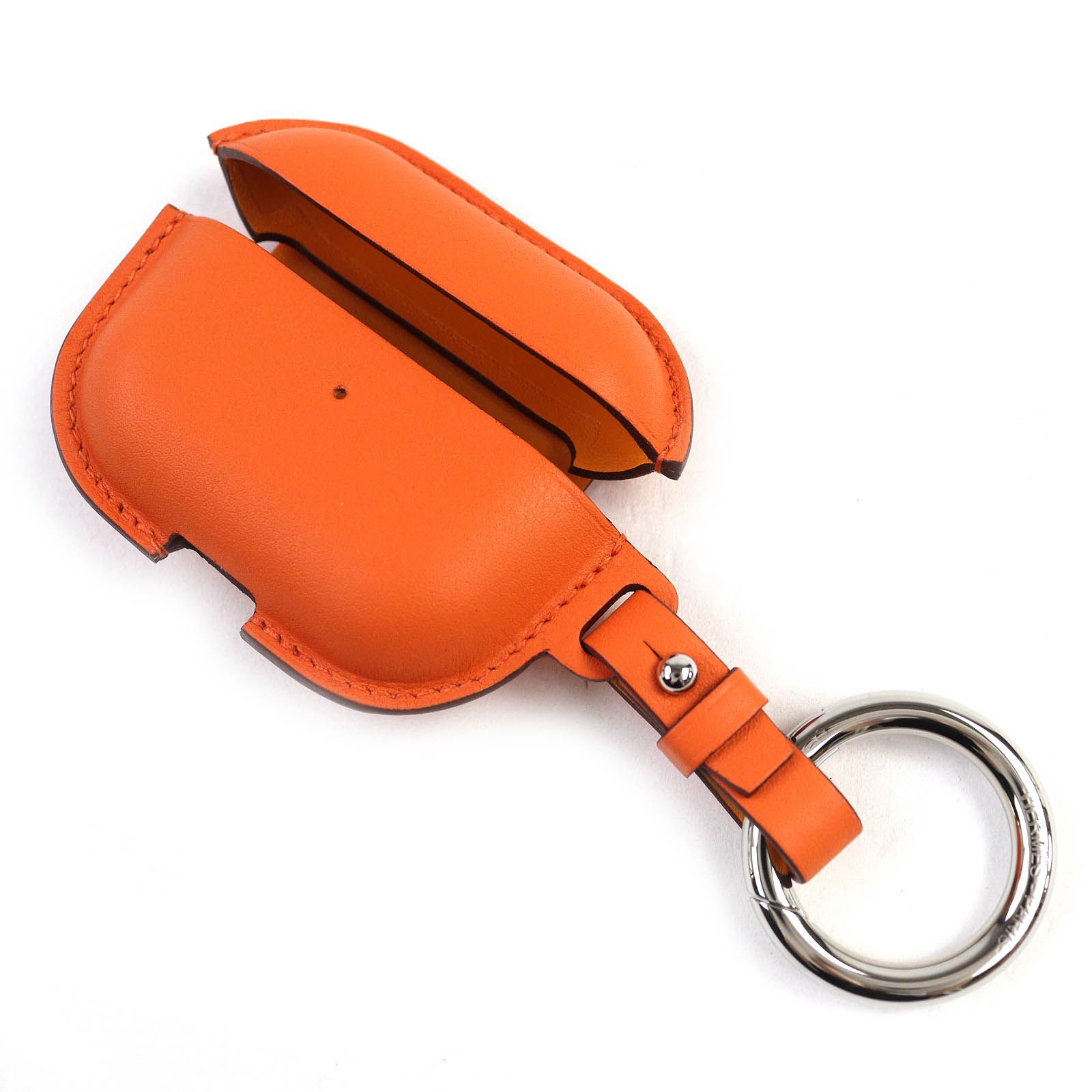 △HERMES エルメス ヴォースイフト オレンジ|ジョーヌ ドール AirPods Pro2用ケース 現行品 キーリング W刻印 箱 保存袋付き フランス製 定価162 800円