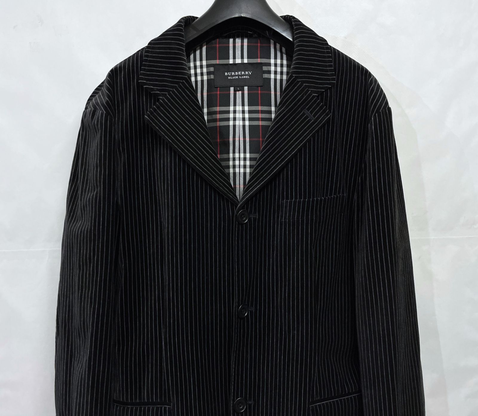 BURBERRY BLACK LABEL ベロア テーラードジャケット BURBERRY BLACK LABEL|バーバリーブラックレーベル ストライプ