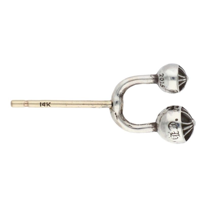 2025新作100%品質保証。 クロムハーツ DBL STUD CRL BALL MINI ダブルクロスボールミニ シルバーピアス メンズ 抽象的な