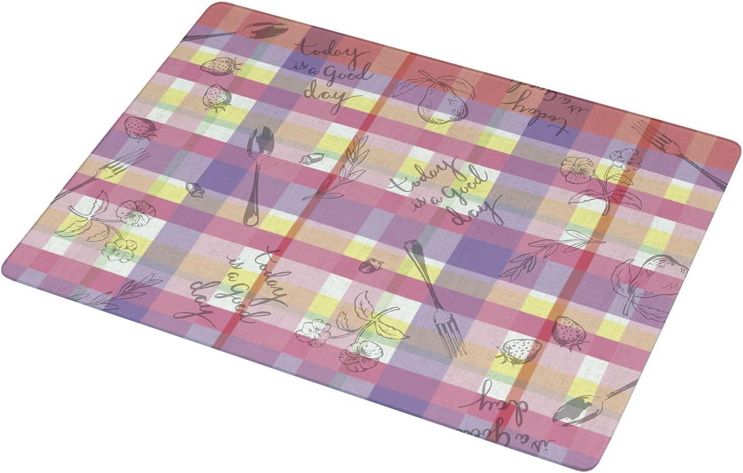 【特別セール】>4.【40×30cm】 06.チェック< Belca 鍋敷きにもなる 耐熱 強化ガラス製 マルチプレート ランチョンマット 幅40×奥行30×厚さ0.75cm チェック KTP-PC4030