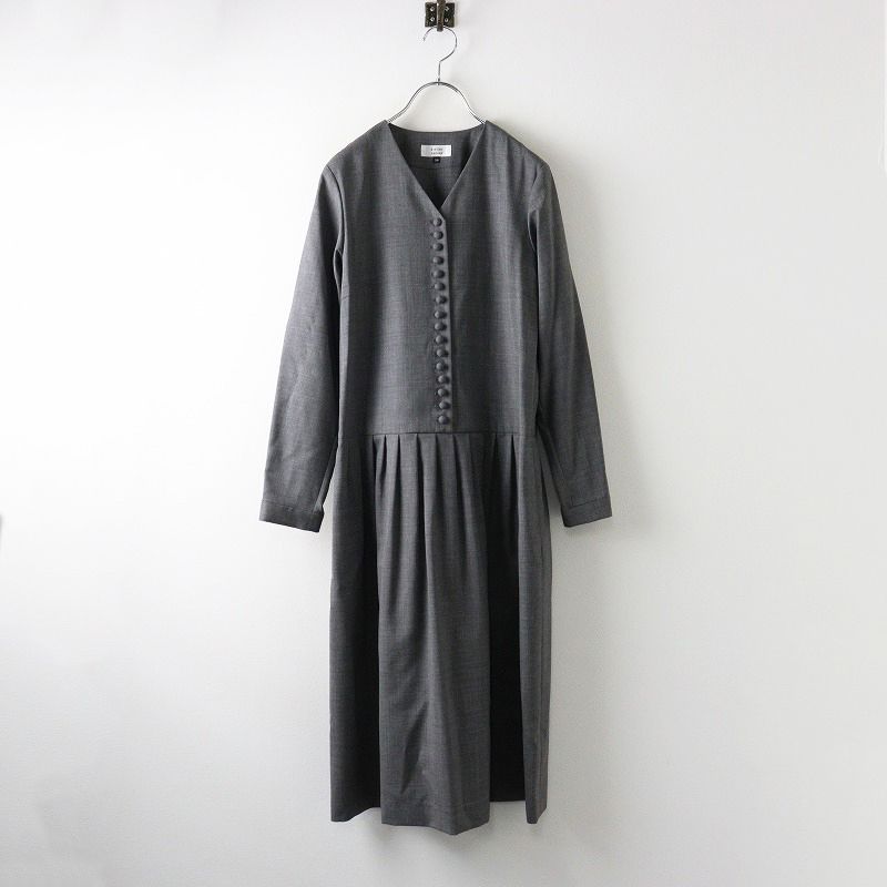 アトリエナルセ atelier naruse kurumi button formal one-piece くるみボタン フォーマルワンピース 38|グレー 2400014390315