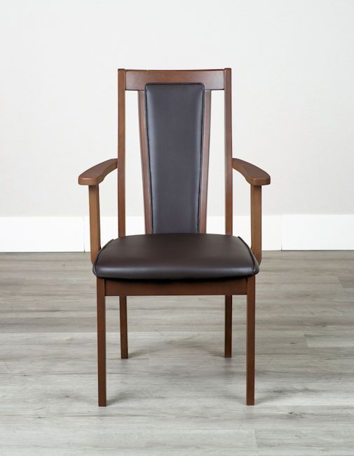 未開封 訳あり アウトレット 肘付ダイニングチェア 椅子 無垢材 ブラウン系 アームレスト 食堂椅子 1081