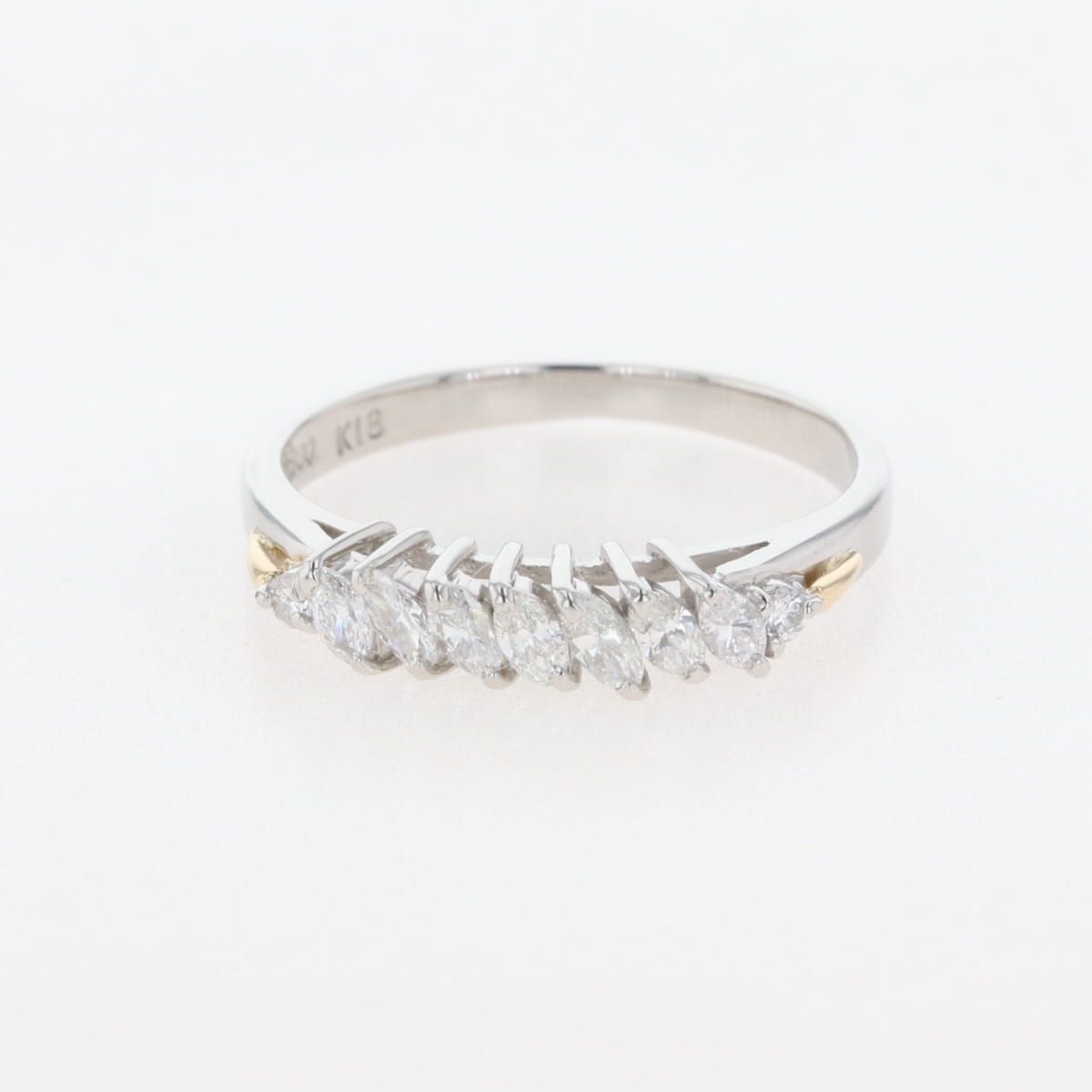 メレダイヤ デザインリング プラチナ YG イエローゴールド 指輪 メレダイヤ リング 9.5号 Pt900 K18 ダイヤモンド レディース