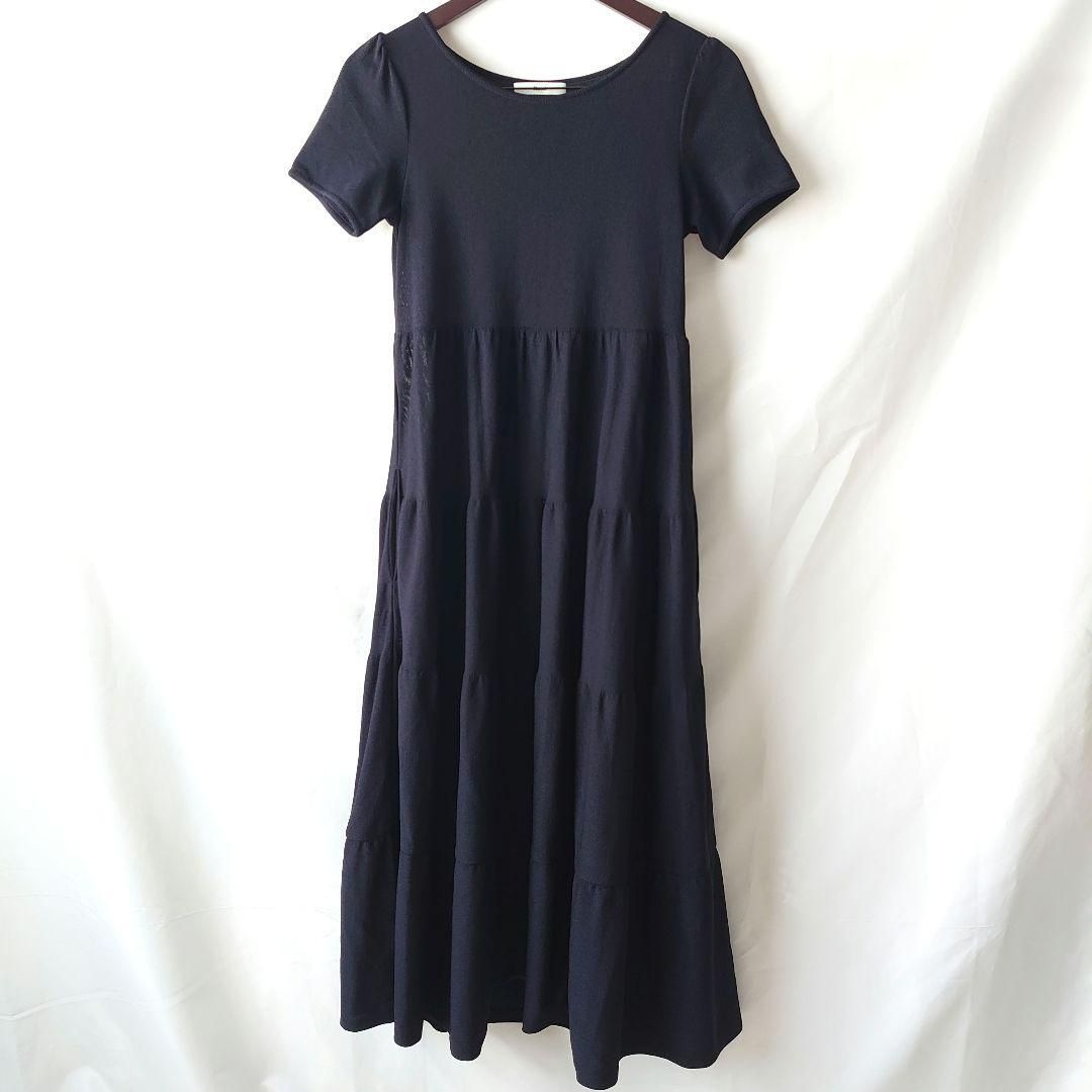 Rene ロング ニット ワンピース ルネ インナーキャミソール ネイビー サイズ34