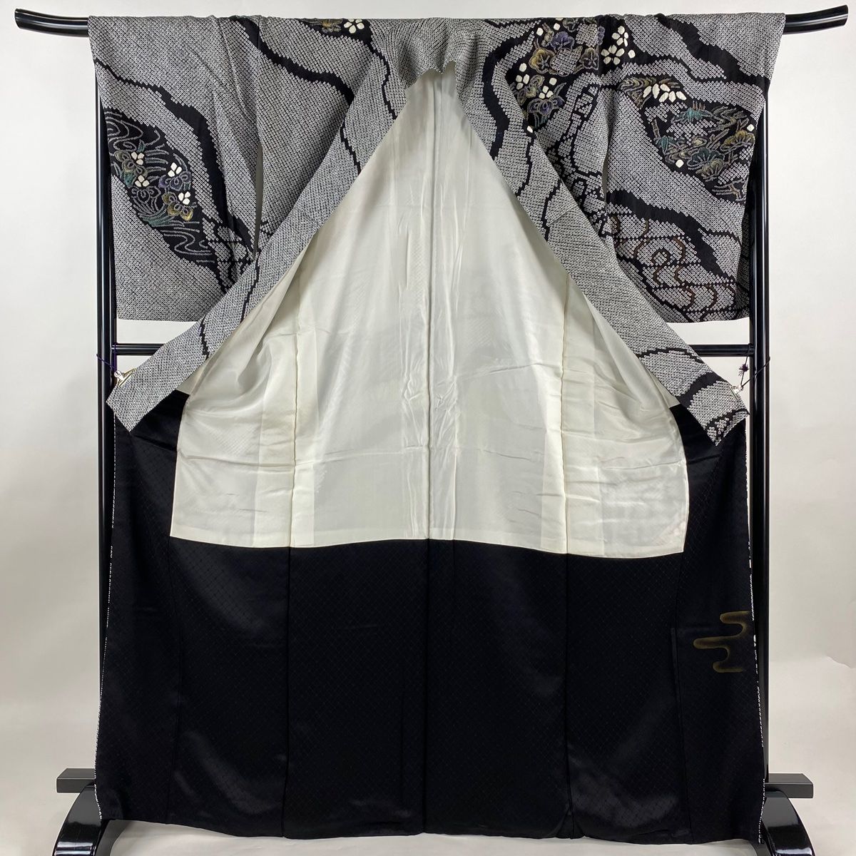 訪問着 身丈170cm 裄丈70cm L 袷 やまと 花丸文 松竹梅 総絞り 金銀彩  