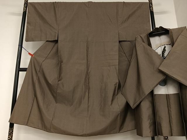平和屋着物●男性 本場大島紬 アンサンブル 変わり格子 正絹 AAAU8414zg