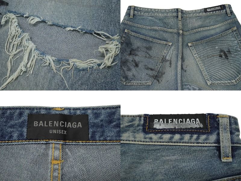 極美品 BALENCIAGA バレンシアガ バギーグラフィティデニムショーツ