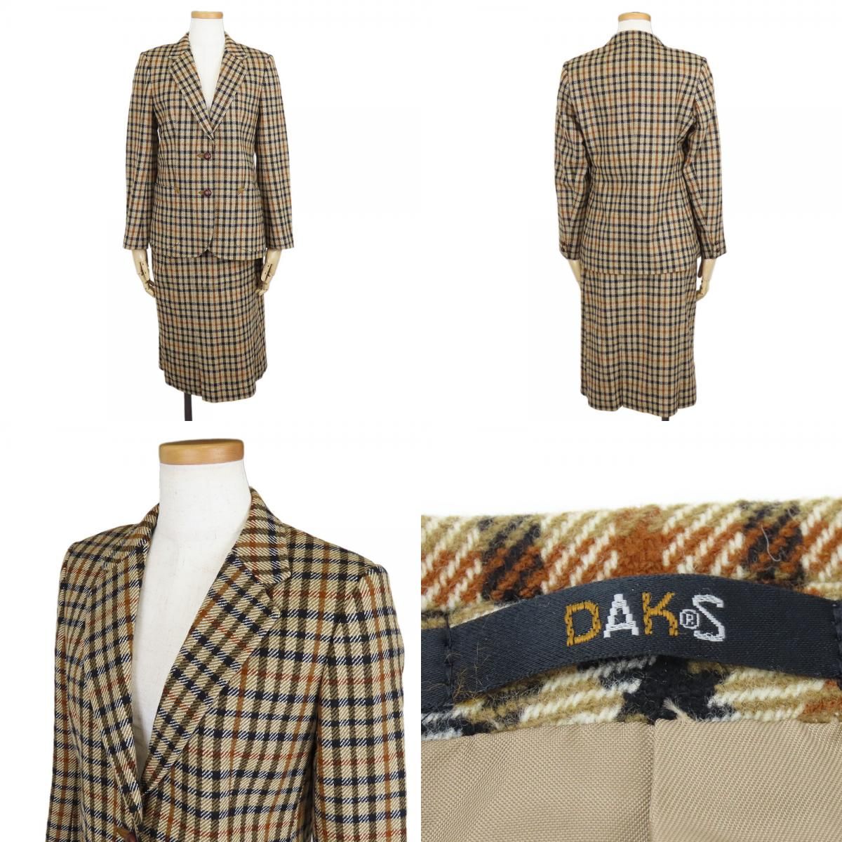 中古 ダックス セットアップ ウール ナイロン キュプラ ベージュ ブラック ジャケット スカート チェック柄 レディース 女性 DAKS 中古】 ダックス セットアップ ウール ナイロン キュプラ ベージュ
