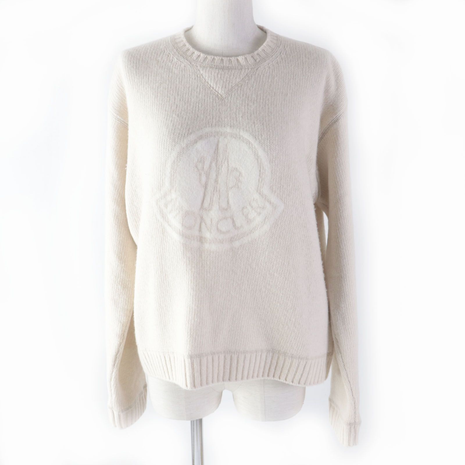 美品☆MONCLER モンクレール 22年製 GIROCOLLO TRICOT ロゴデザイン クルーネック 長袖 セーター/ニット アイボリー S  正規品 レディース - メルカリ