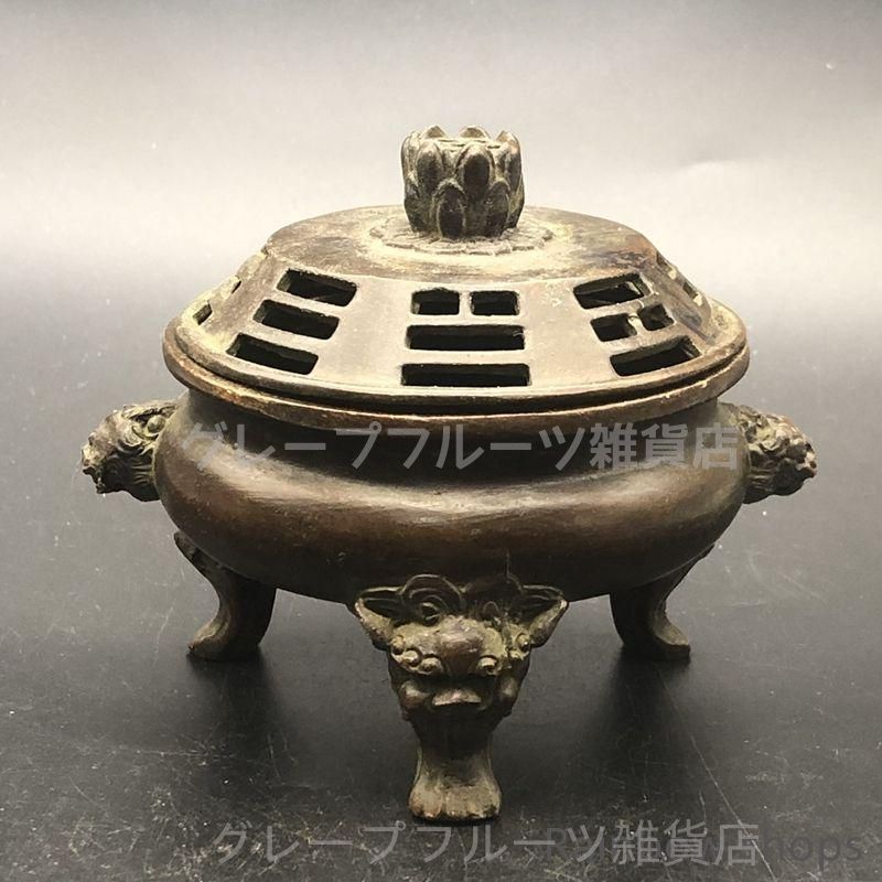 双鳳戯珠香炉 銅器 稀少品 茶道具 重厚 極細工 工芸品 美術品置物 双鳳戯珠香炉 銅器 稀少品 茶道具 重厚 極細工 工芸品 美術品