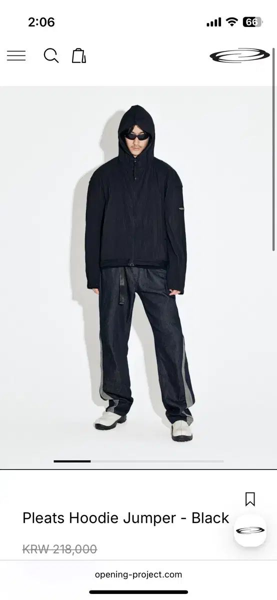 Pleats Hoodie Jumper - Black 2