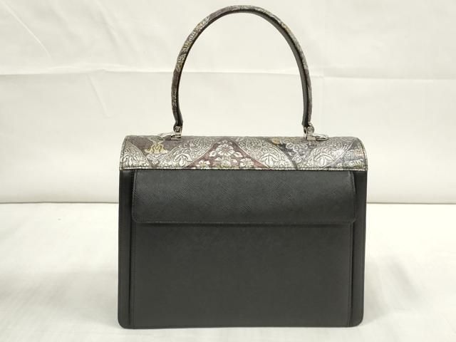 平和屋本店■和装小物　バッグ　金唐革　型押し　ハンドバッグ　七宝花文　ショルダー紐・箱付き　逸品　DZAA10997kh5 平和屋本店□和装小物 バッグ 金唐革 型押し ハンドバッグ 七宝花文