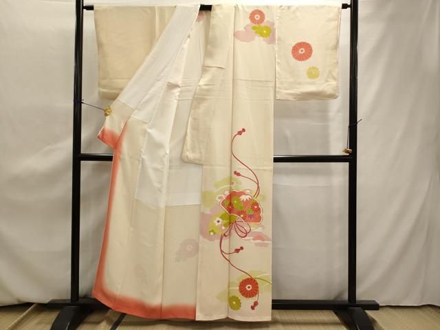 平和屋着物□訪問着 駒刺繍 扇面草花文 正絹 逸品 未使用 AAAZ0911ru