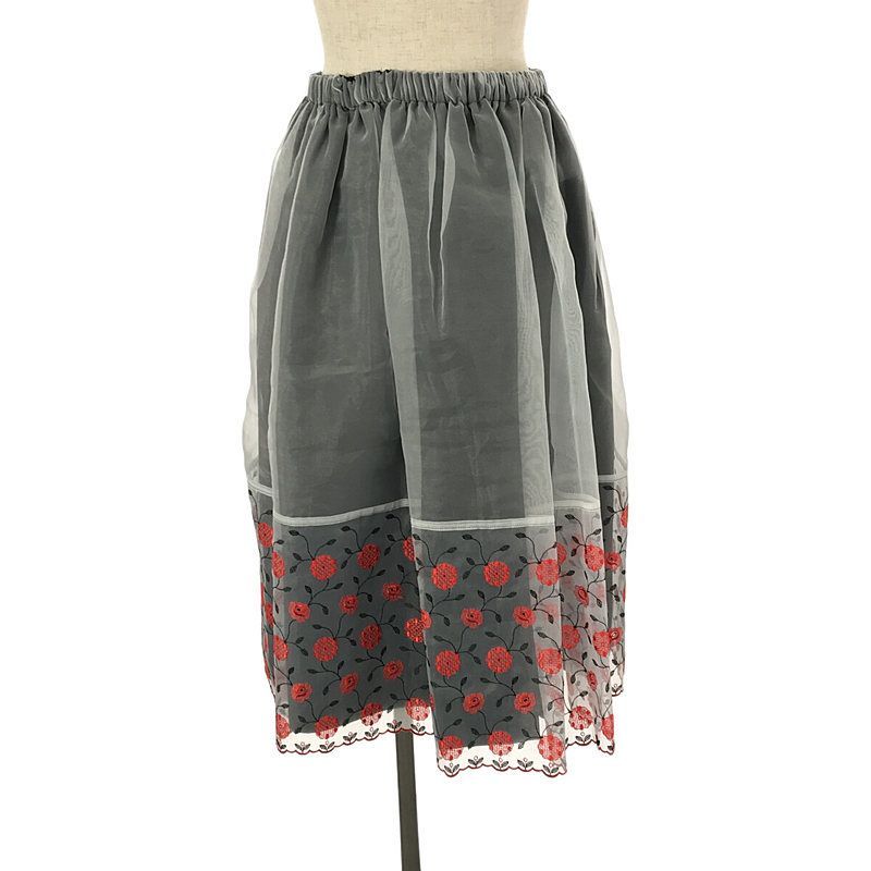 【希少】美品 トリコ コムデギャルソン スカート 花柄 シースルー オーガンジー 美品 トリコ コムデギャルソン スカート 花柄 シースルー