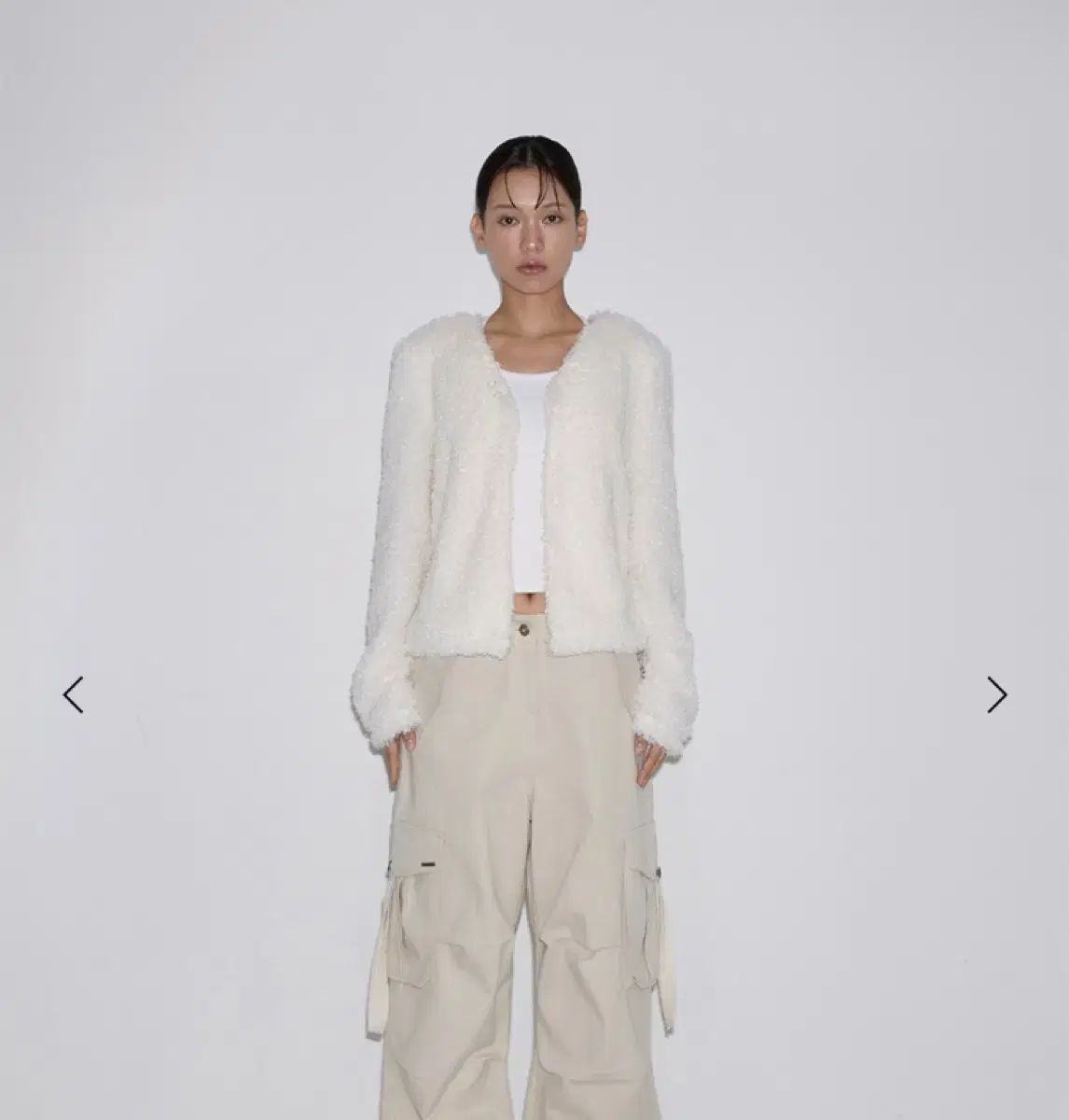 INEGIファー カーディガン アイボリー