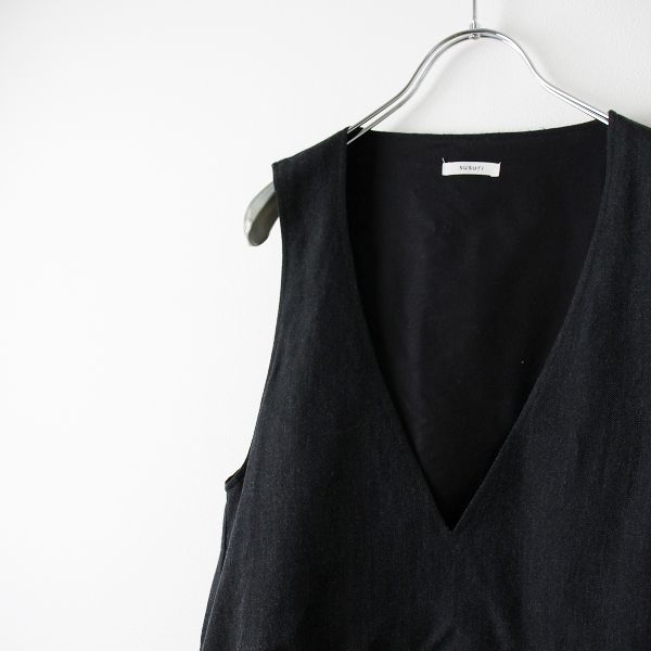 susuri ススリ パストラルワンピース MM/ブラック ウールリネン  