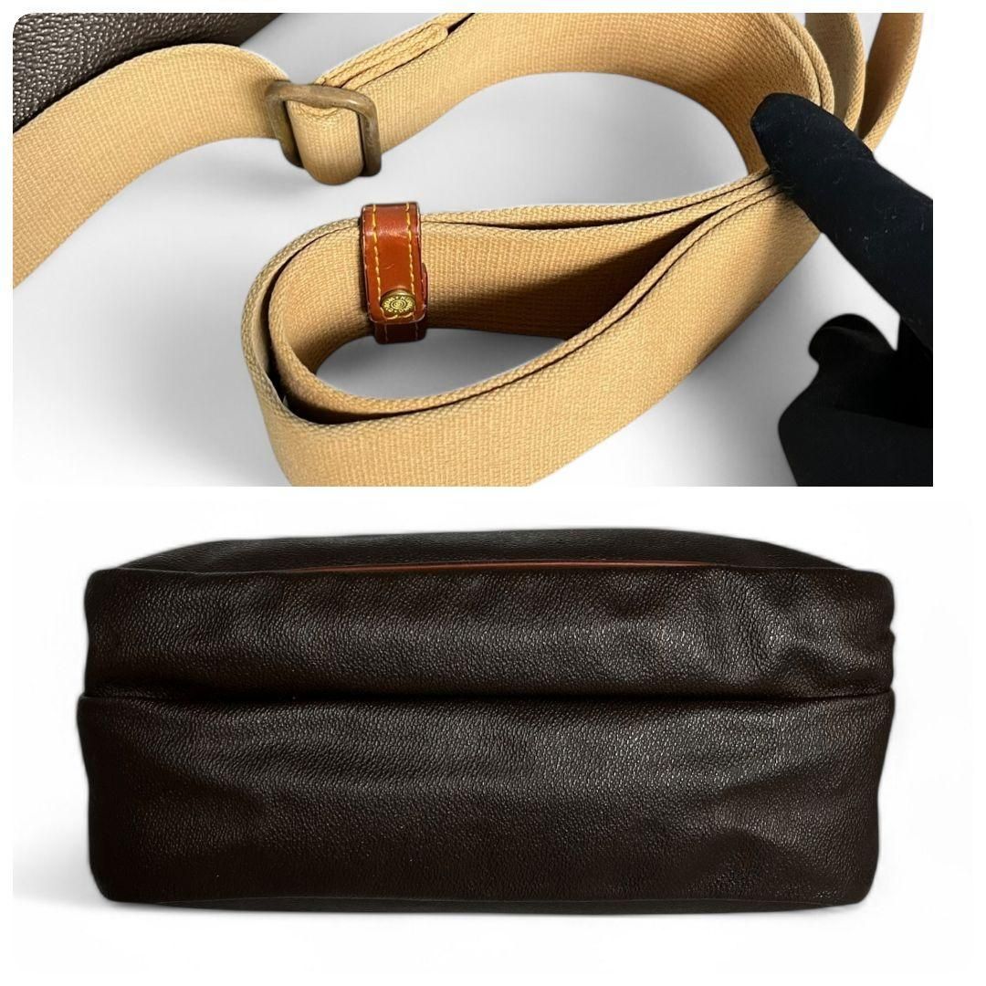 美品 ハンティングワールド ショルダーバッグ ブラウン レザー 斜