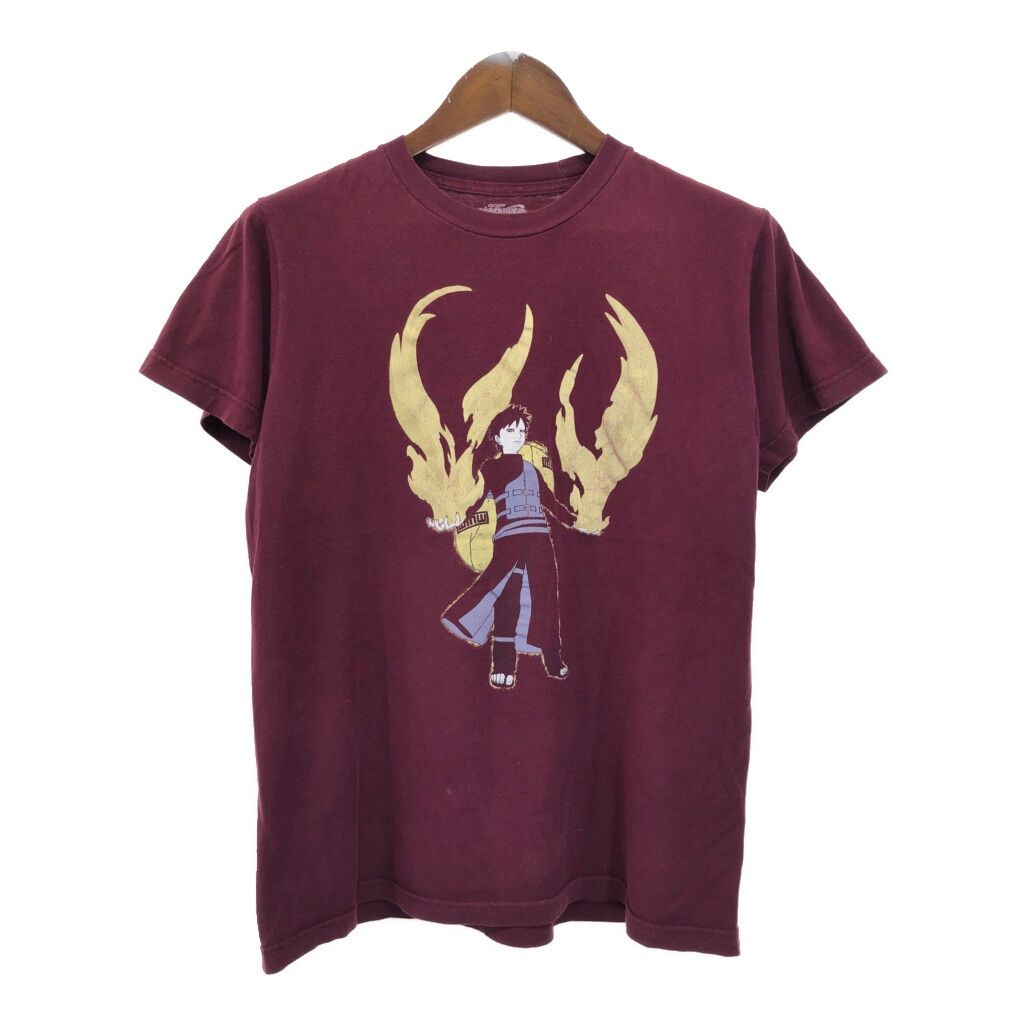 NARUTO Shippuden ナルト疾風伝 我愛羅 半袖Ｔシャツ アニメ キャラクター ワインレッド メンズ M 古着 U2163