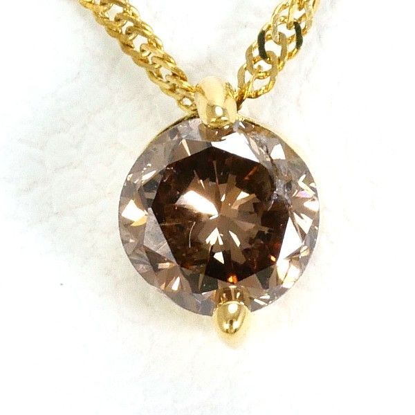 K18YG ネックレス NECKLACE ブラウンダイヤ 0.30 総重量約1.0g 約40cm