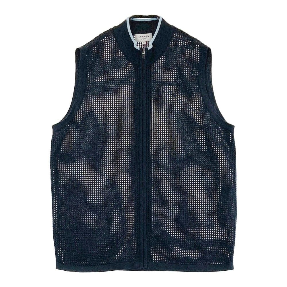 サイズ 40 LANVIN SPORT ランバン スポール メッシュ ニット ジップベスト ネイビー系 240101425708 ゴルフウェア レディース ストスト