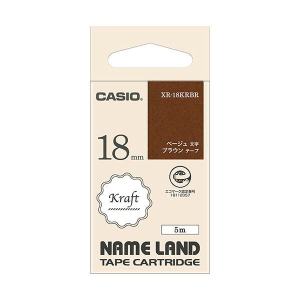 （まとめ） カシオ NAME LANDクラフトテープ 18mm×5m ブラウン／ベージュ文字 XR-18KRBR 1個 【×10セット】 カシオ NAME ネームランド レッド／ベージュ文字 ブラック スマホ専用ラベルライター