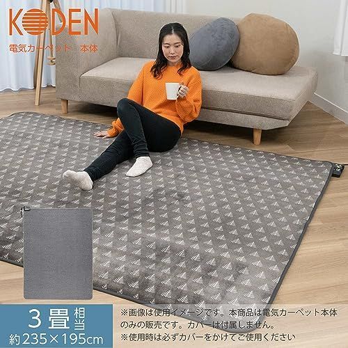 グレー_3畳 広電KODEN 電気カーペット ホットカーペット 本体 235×195cm 3畳 グレイ 消臭 小さく畳める 省エネ 8hOFF  暖房面切換 スライド温度調節 VWU301H-A - メルカリ