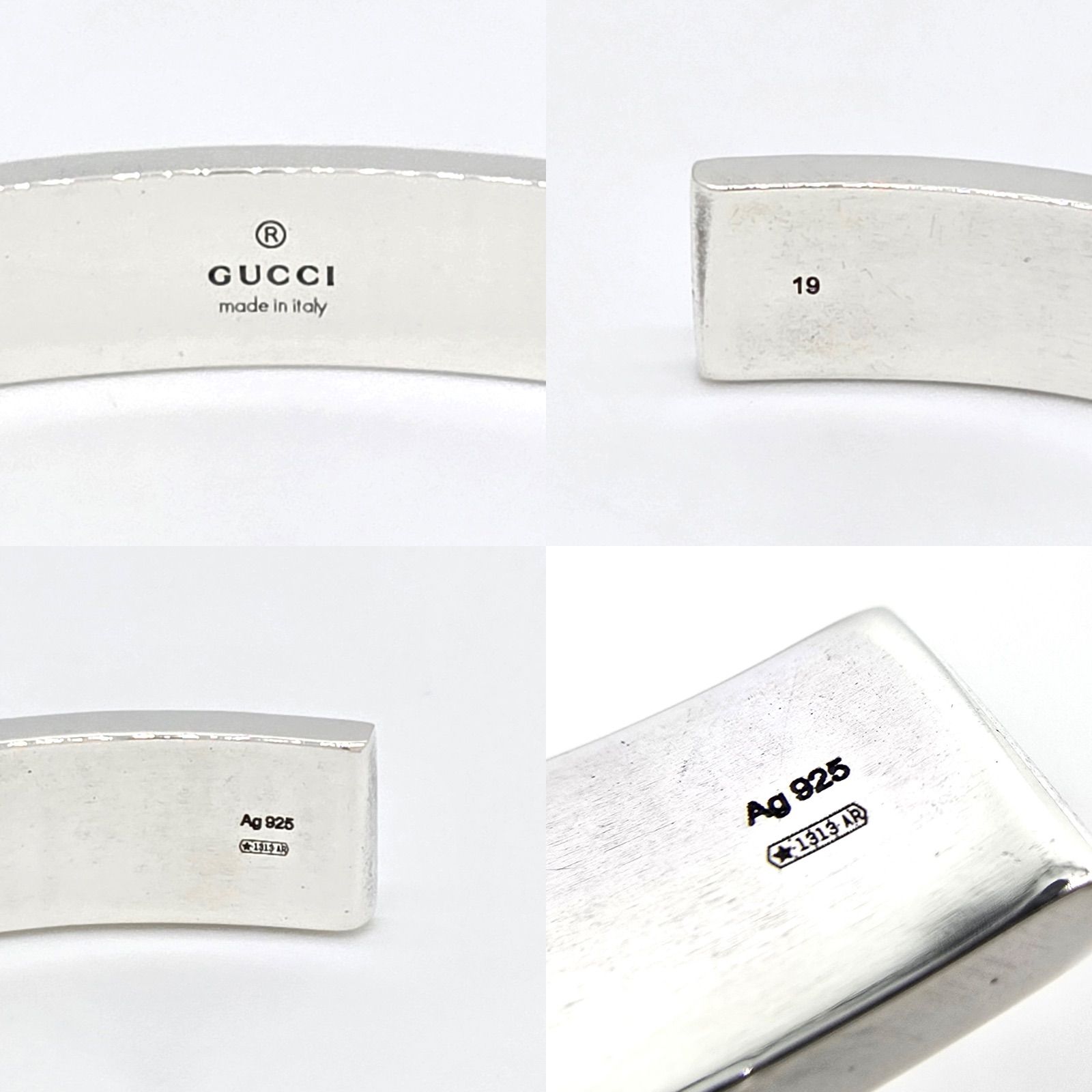 Gucci　Gロゴ　バングル　スターリングシルバー　Ag925　ユニセックス GUCCI グッチ Gロゴ シルバー バングル / ブレスレット silver