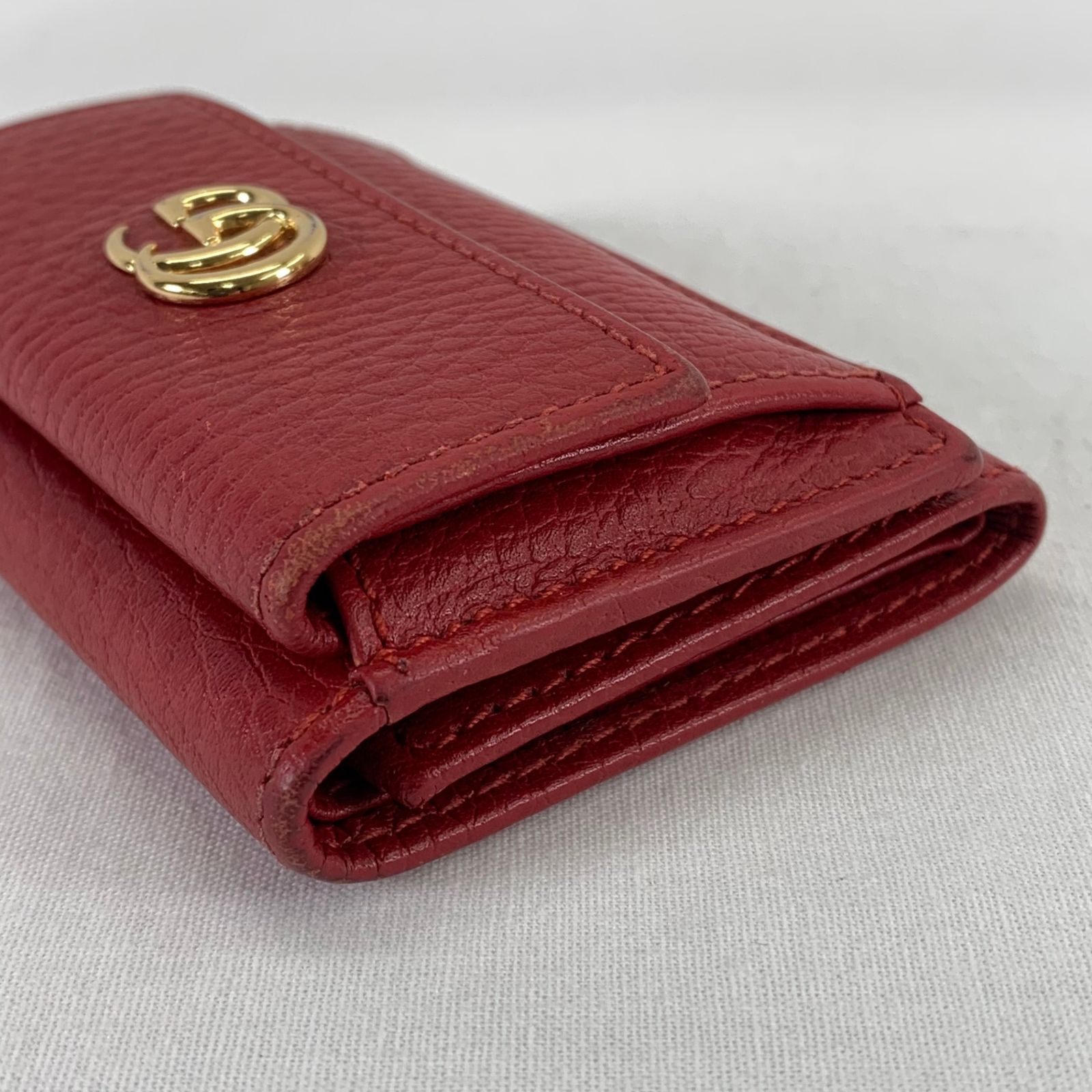 GUCCI グッチ 三つ折り財布 マーモント GG金具 コンパクト レザー 