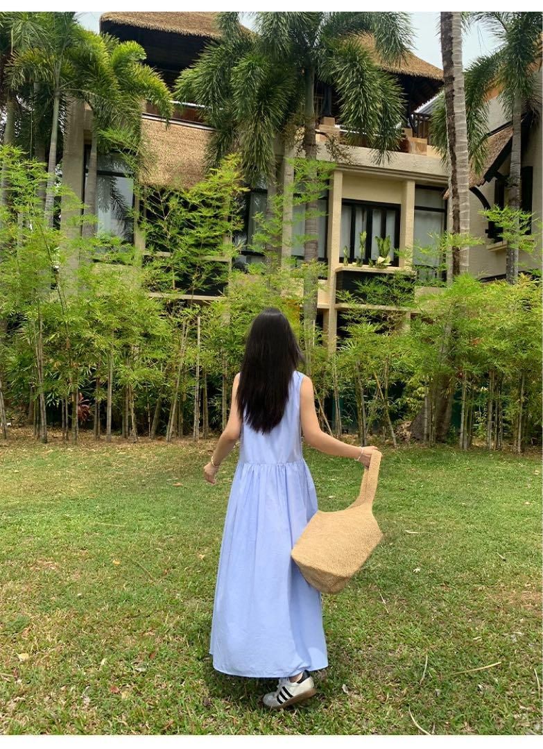 ノースリーブチェック柄ロングワンピース