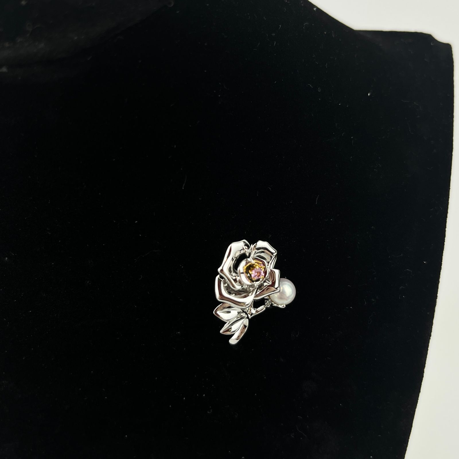 MIKIMOTO ミキモト バラ ブローチ パール シルバー ヴィンテージ レディース HIBUOCHI VINTAGE