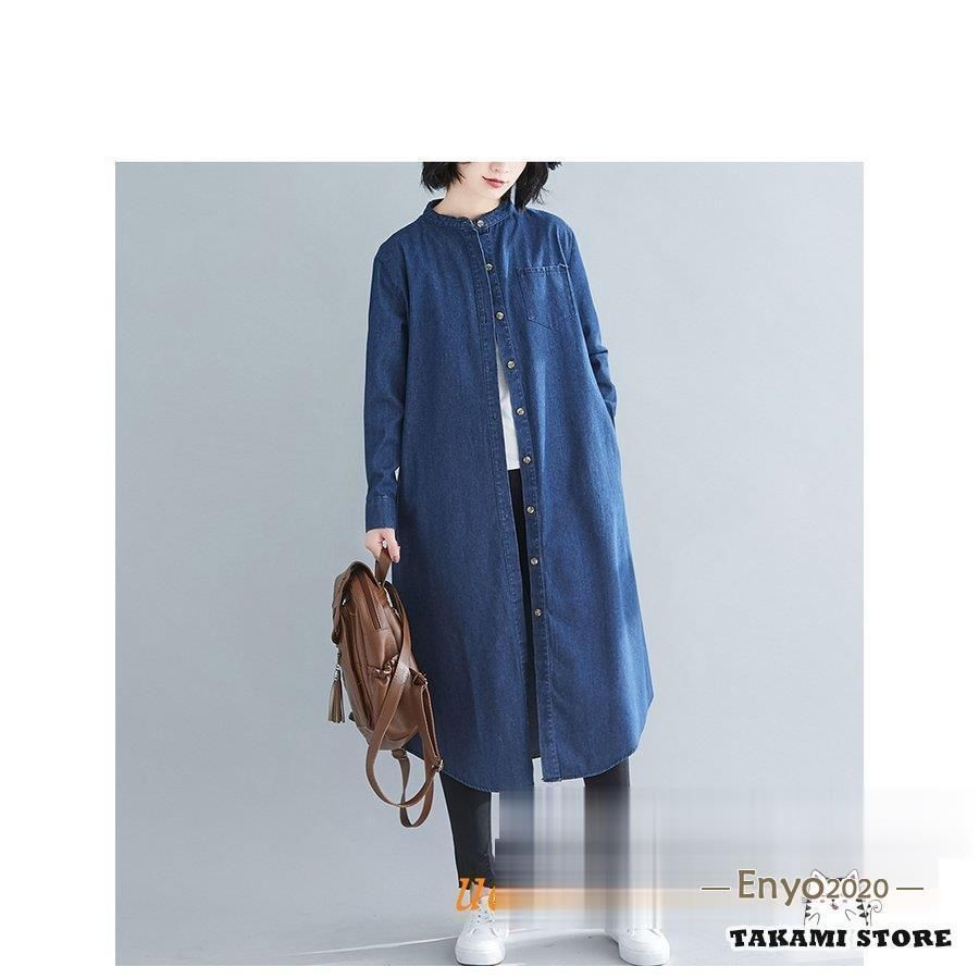 デニムワンピース レディース マキシ丈 シャツワンピース ロング