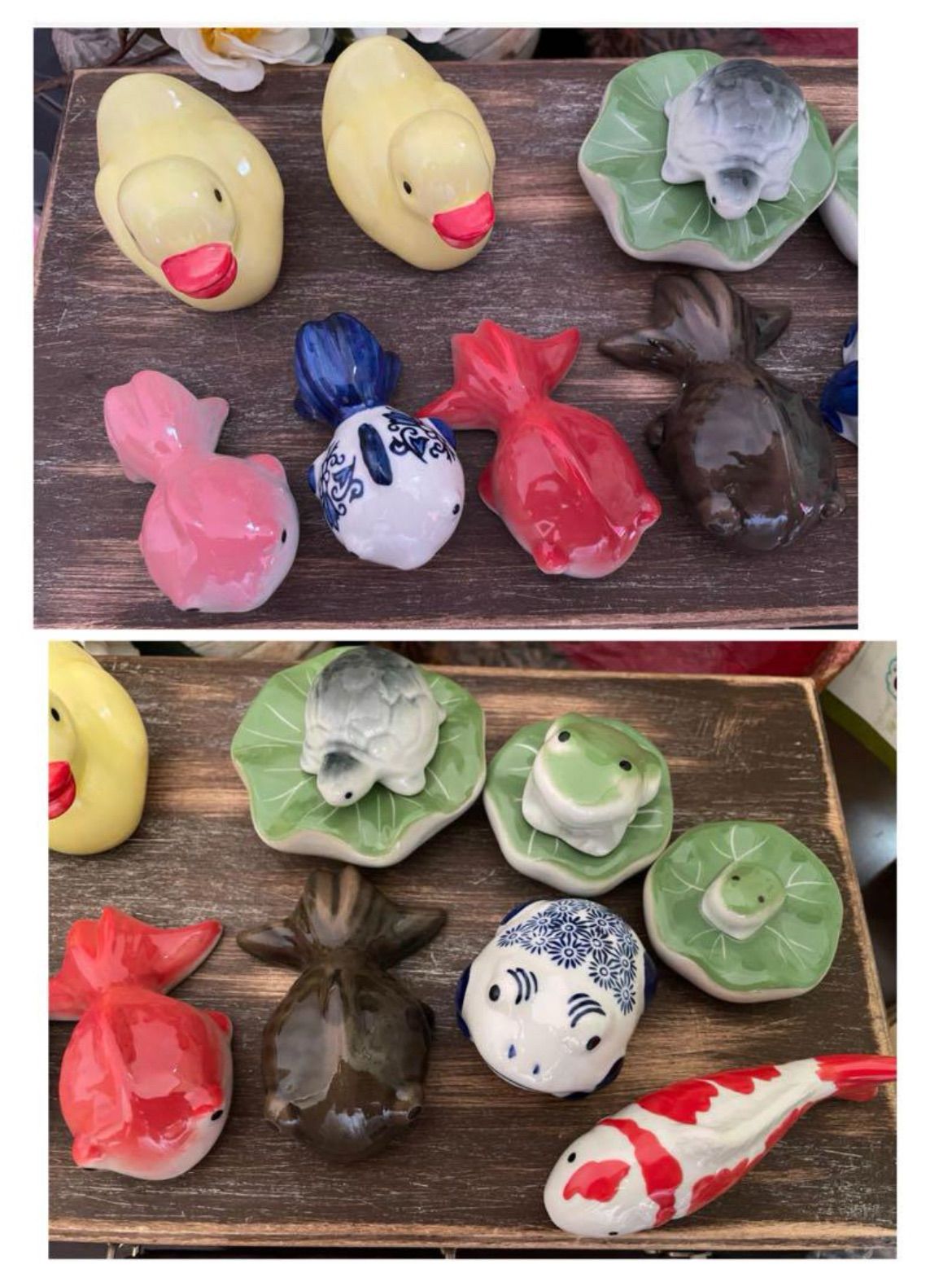 ＊蛙と亀＊ 15点 陶器 浮き球 浮き玉 置物 メダカ鉢 ビオトープ 蛙と亀＊ 15点 陶器 浮き球 浮き玉 置物 メダカ鉢 ビオトープ