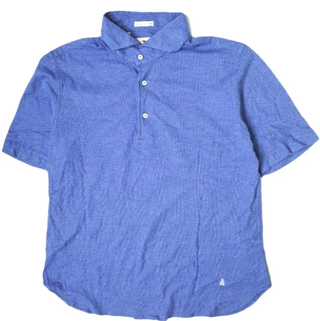 GUY ROVER x EDIFICE ギローバー エディフィス 24SS 別注 イタリア製 ジャージーカッタウェイポロシャツ 24071310100020 XL ブルー 半袖 鹿の子 トップス g19464