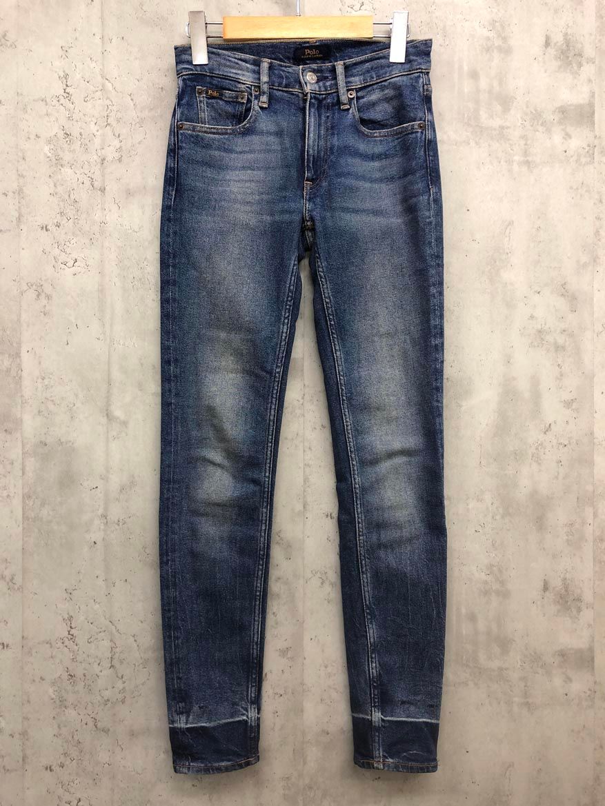 POLO RALPH LAUREN ポロ ラルフローレン TOMPKINS MID RISE SKINNY デニムパンツ size25 150 64A 紺 ◎レディース
