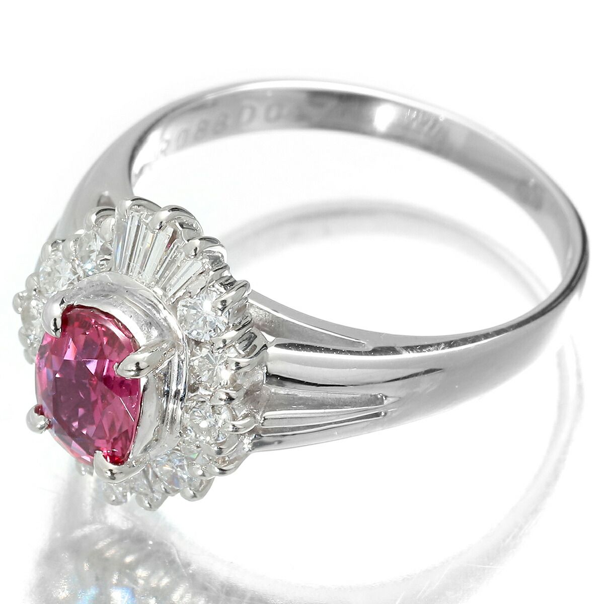 ヘイローデザインリング 指輪 ルビー 0.88ct ダイヤモンド 0.47ct  