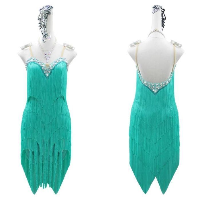 オーダーメイド 社交ダンス衣装 ラテンダンス フリンジ 色変更可 ドレス