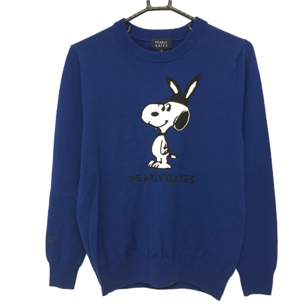 【超美品】パーリーゲイツ×PEANUTS セーター ネイビー×白 スヌーピー ウール100％ ニット メンズ 4(M) ゴルフウェア PEARLY GATES