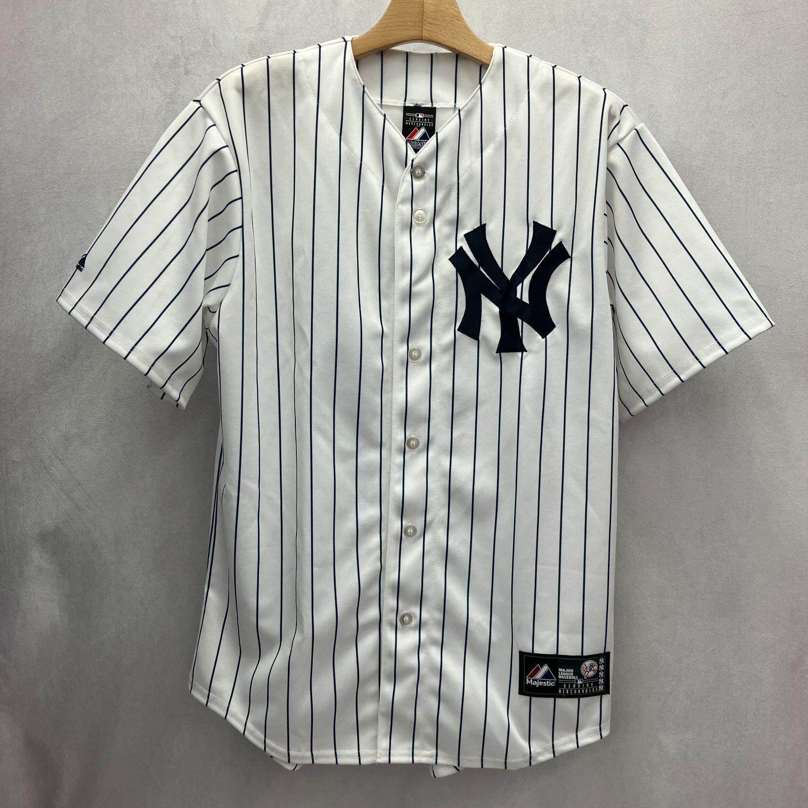 370【美品】Majestic ニューヨーク・ヤンキース　ジーター　ゲームシャツ 美品 マジェスティック MLB NYヤンキース ジーター Tシャツ XL